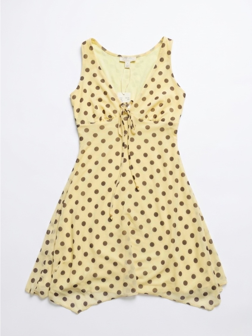 See You Monday Yellow Dress with Brown Polka Dots